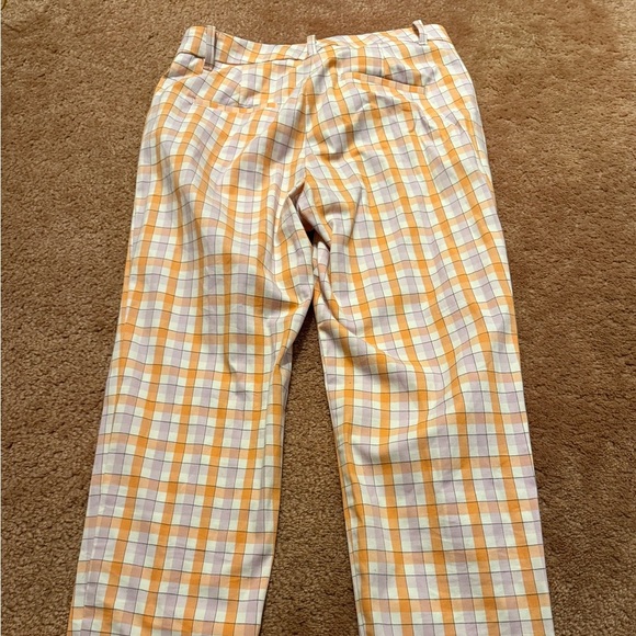 Ann Taylor Women's Orange and White Plaid Cropped Pants - Picture 3 of 3